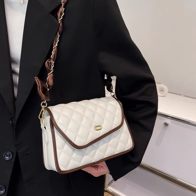 Túi xách nữ đeo vai đeo chéo xách tay trần chỉ dây quấn vải xinh xắn form rộng rãi cứng cáp hàng QC CC 2268