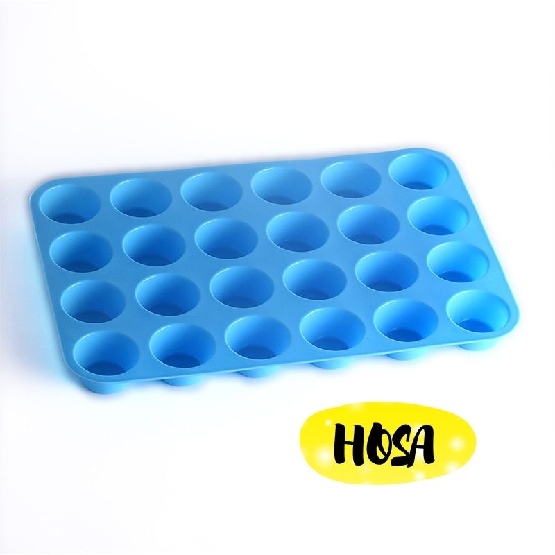 24 CUP ROUND, 24 Ô TRÒN KHUÔN SILICONE LÀM CUPCAKE, MUFFIN VÀ RAU CÂU TIỆN DỤNG