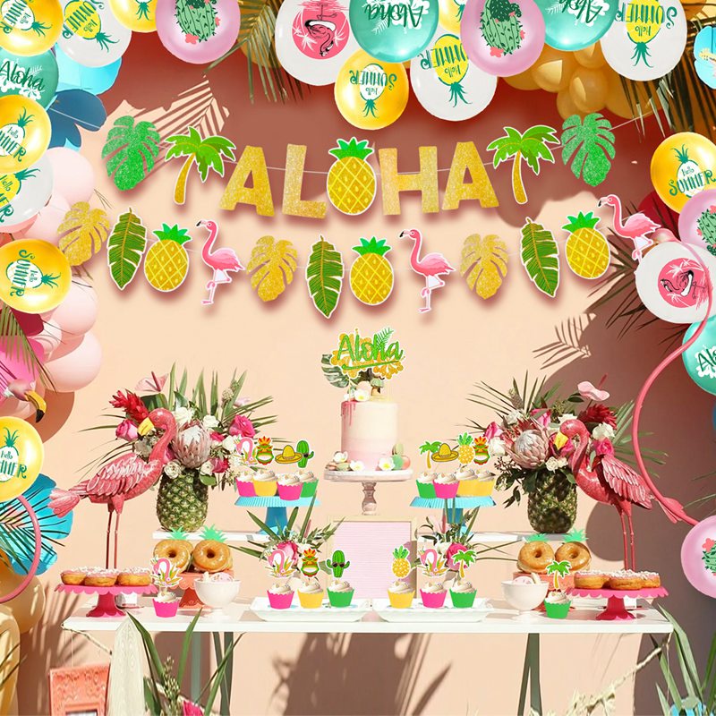 Bộ Bong Bóng Trang Trí Tiệc Hình Hồng Hạc/Quả Dứa Nhiệt Đới