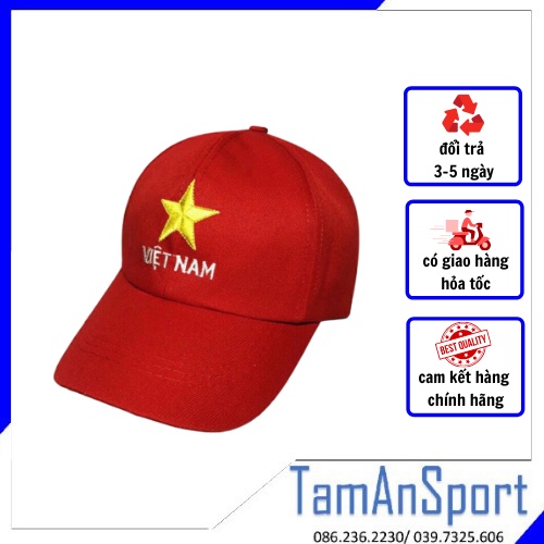 Mũ lưỡi trai cờ đỏ sao vàng Việt Nam, nón đỏ sao vàng chuẩn form đầu- Tâm An Sports