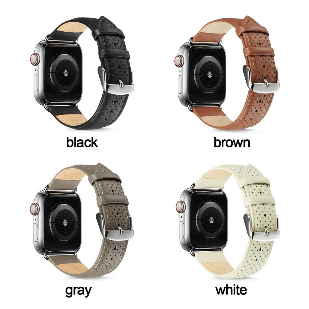 Dây da cá sấu thoáng khí cho đồng hồ Apple 38mm 42mm 40mm 44mm Series 6 SE 5 4 3 2 1