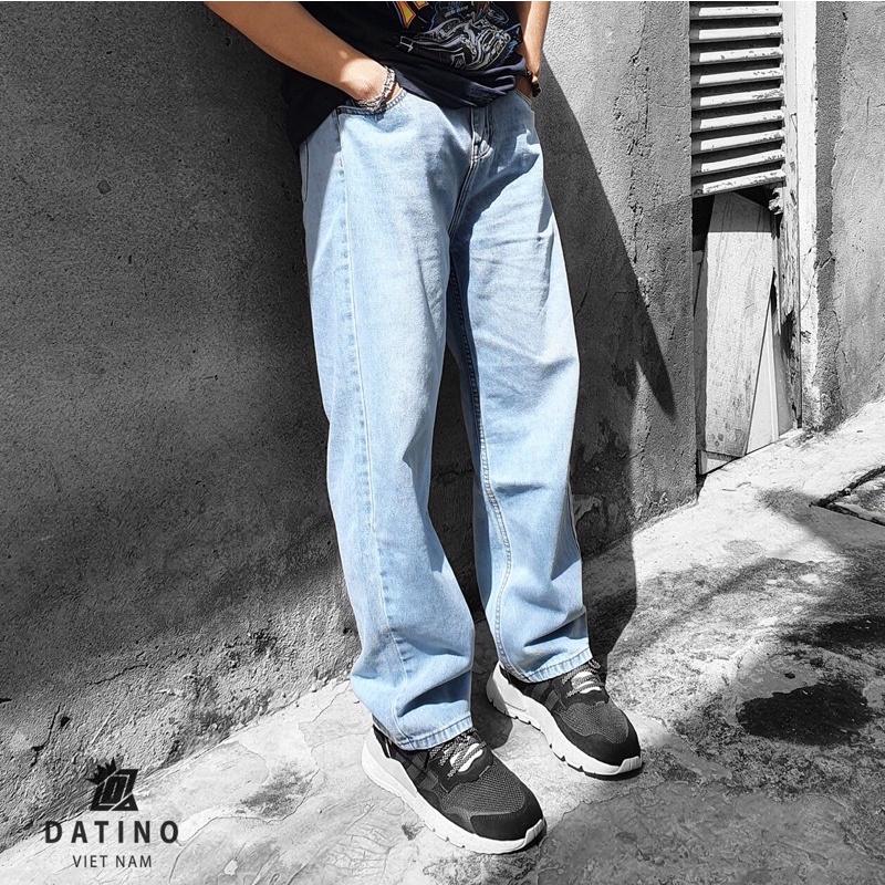 Quần jean nam ống rộng baggy DATINO màu Light Blue chất jean dày dặn cực kì bền màu, giặt tay giặt máy đều được