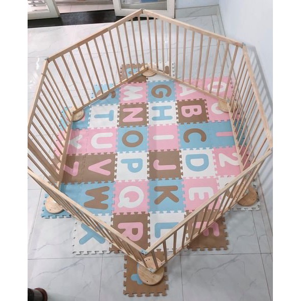 THẢM XỐP CHO BÉ- KHÔNG MÙI-COMBO : 36 miếng Thảm cái pastel Hồng và chữ số pastel Hồng (1,8mx1,8m) SMILE PUZZLE