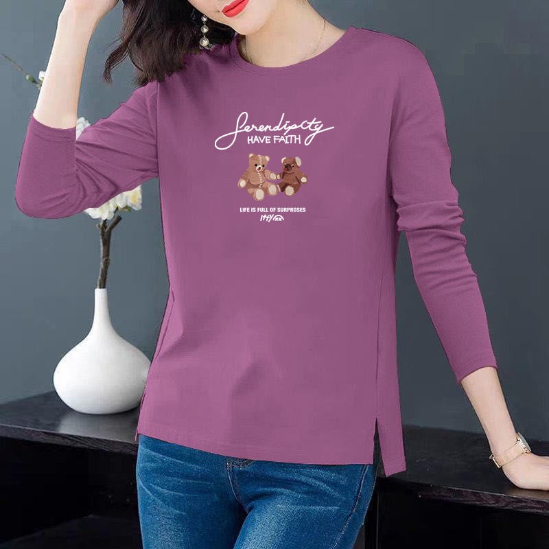 Áo Thun Tay Dài Dáng Rộng Plus Size Thời Trang Mùa Thu Cho Phụ Nữ Trung Niên