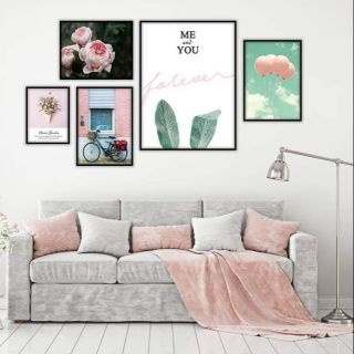 Combo 5 tranh Me and You forever kèm khung và phụ kiện treo tranh