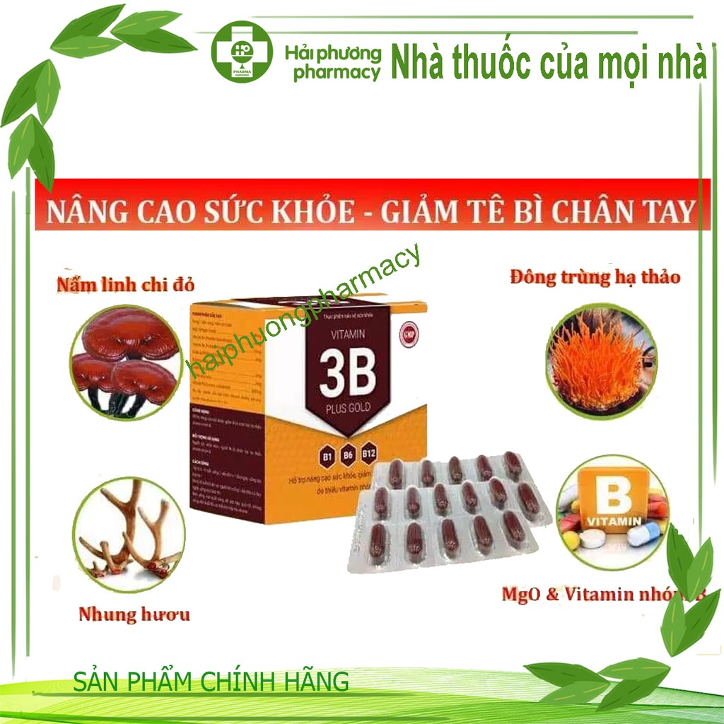 Vitamin 3B Plus Gold UsaVip Hộp 100 Viên bổ sung vitamin khoáng chất giảm tê bì chân tay