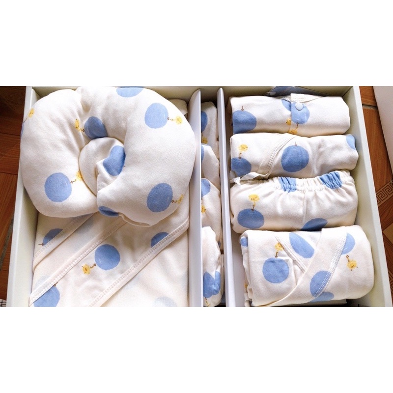 Set Quà tặng bé trai, bé gái sơ sinh, Quà tặng đầy tháng cao cấp 21 chi tiết có hộp đựng túi xách cực sang trọng