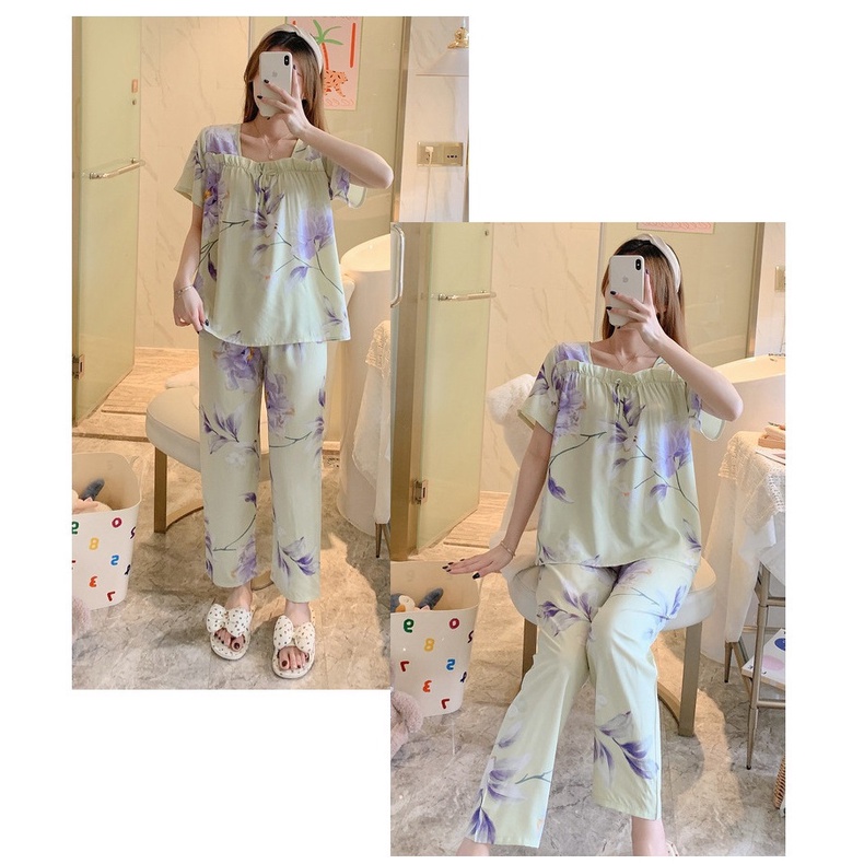 Bộ Lanh Mát Mặc hè SAQ283 Không Mặc Bầu