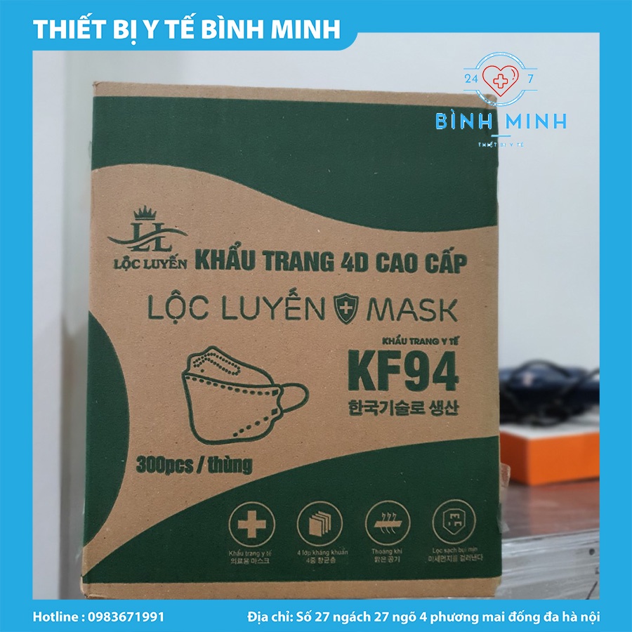 Thùng Khẩu Trang Y Tế kháng khuẩn 3D MASK KF94 4 lớp Lộc Luyến