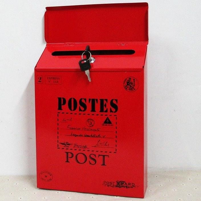Hộp thư Postes Box kim loại decor trang trí treo tường nhiều màu có khóa