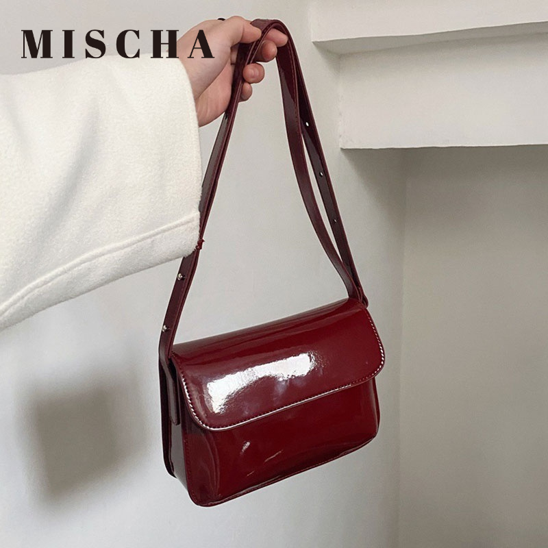 Mischa Túi Đeo Vai Hình Vuông Cỡ Nhỏ Bằng Da PU Màu Trơn Hai Công Dụng Thời Trang Dễ Phối Đồ Phong Cách retro
