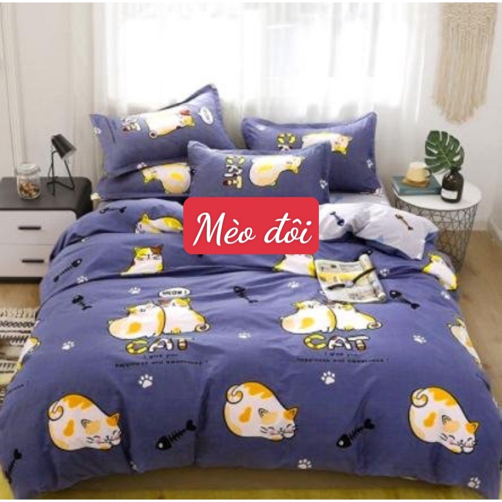 combo ga gối poly 1m6 mẫu mèo đôi