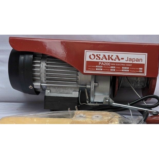 Máy tời điện PA200 - Osaka tải trọng 100kg dây cáp 12m. tời điện mini PA200