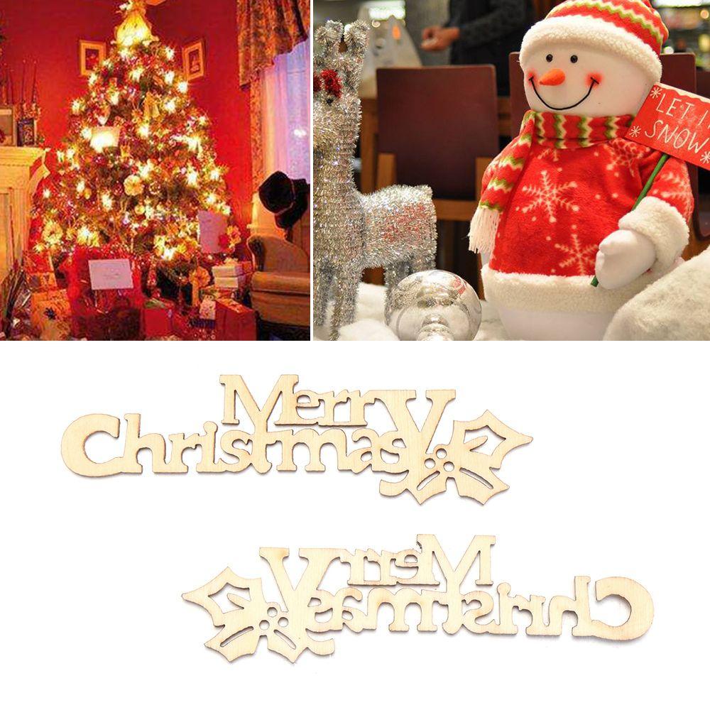 Set 10 Miếng Gỗ Có Chữ Merry Christmas Dùng Để Trang Trí Giáng Sinh Đa Năng Tiện Dụng