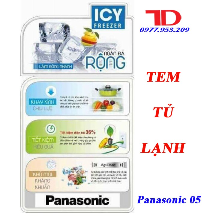 Tem dán tủ lạnh PANASONIC + tặng băng keo 2 mặt