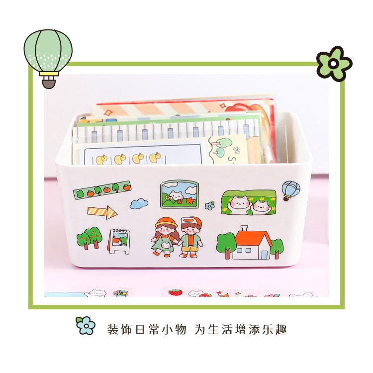 Sticker, hình dán set 6 tấm cô gái tranh trí sổ tay, nhật ký, diy,...dễ thương