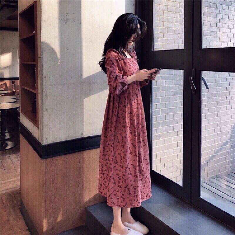 VÁY NHUNG TĂM, HOA NHÍ DÁNG DÀI, XINH XẮN TIỂU THƯ