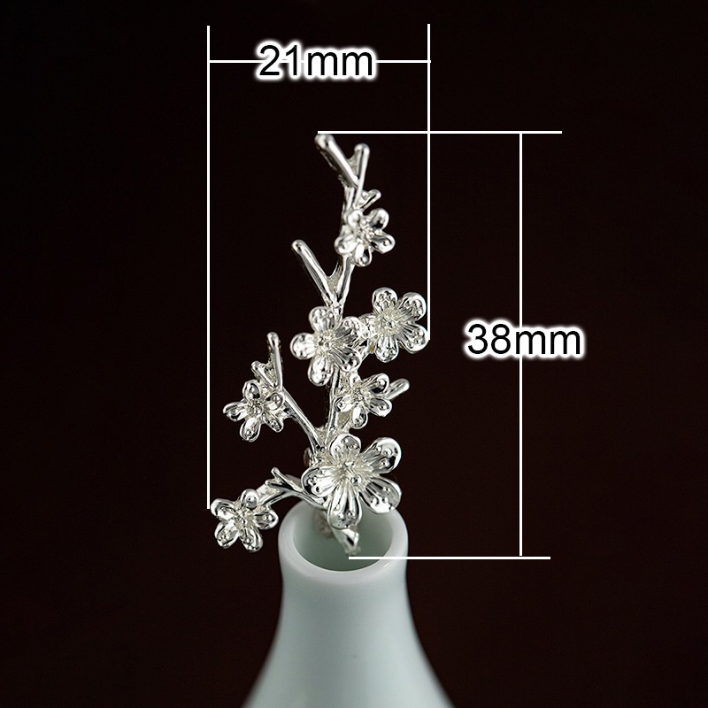 1 phiến đúc họa tiết nhành mai nhỏ 21*38mm nguyên liệu làm trâm làm trang sức cổ trang cosplay cổ phục việt phục màu KC