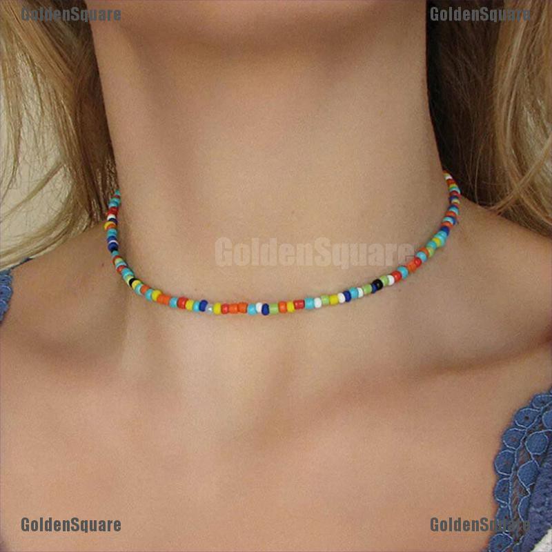 Vòng cổ Hạt Màu Sắc Cầu Vồng Phong Cách Bohemian Dành Cho Nữ