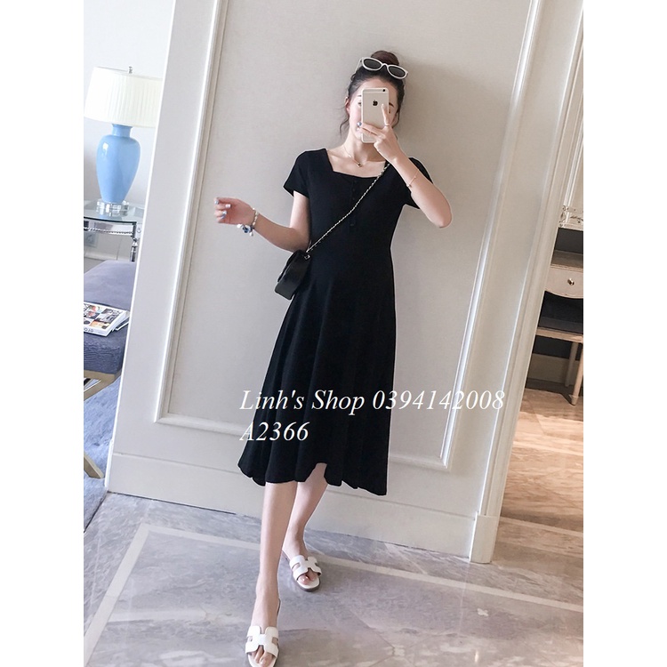 Váy Bầu Đầm Bầu Xinh Thun Trơn A2366