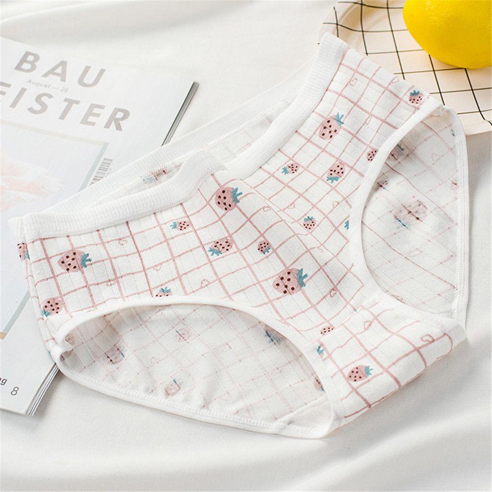 JUNE Quần Lót In Hình Gấu Và Dâu Tây Dễ Thương Cho Nữ