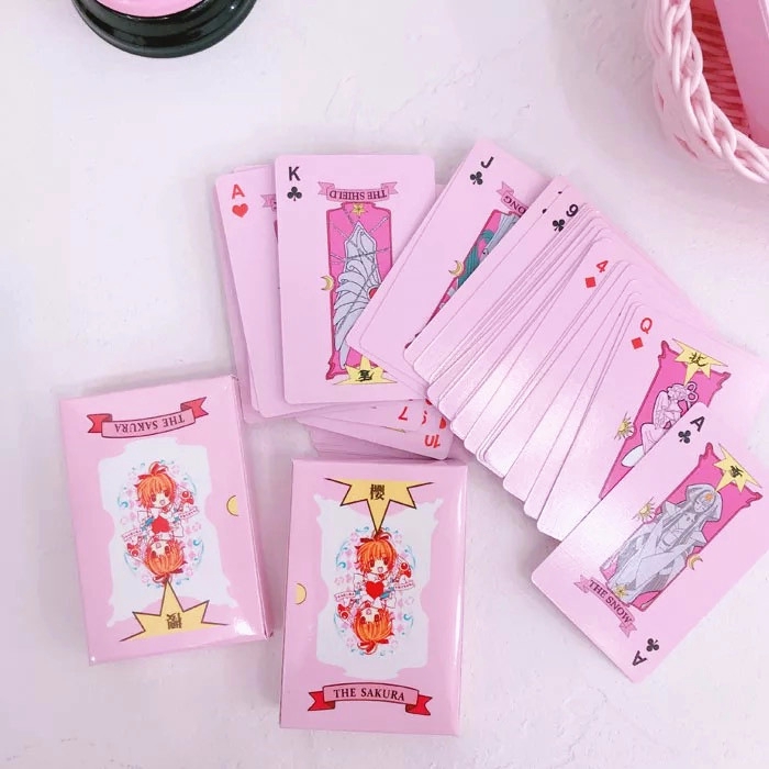 [XIE Home Selection] Thẻ Bài Sakura Ma Thuật Màu Hồng Hoạt Hình Đa Dạng Giải Trí Sáng Tạo Làm Quà Tặng