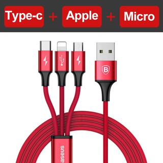 Cáp sạc 3 đầu iPhone/Micro/Type-c chính hãng Baseus