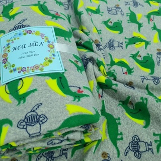 SALE/ 110k còn 95k. ☎️Mền nỉ ☎️cotton Thái KHỦNG LONG xanh lá ,văn phòng, đi học