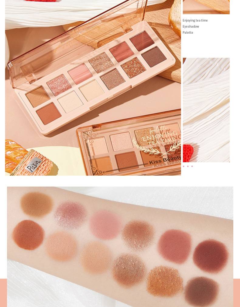 [Hàng mới về] Bảng phấn mắt Kiss Beauty chất lì lấp lánh tông đất chuyên dụng cho trang điểm