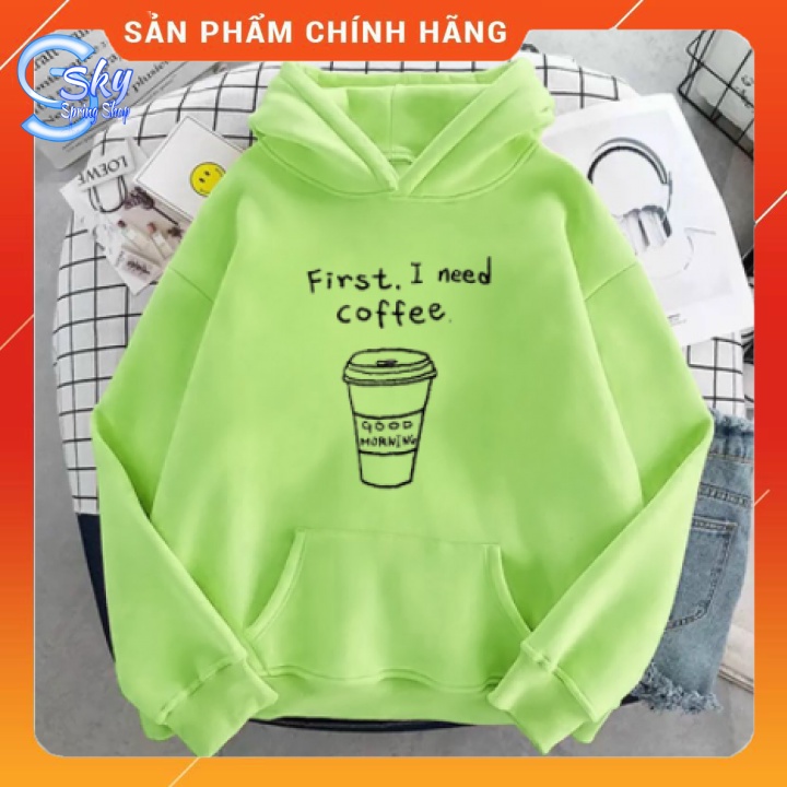 ÁO HOODIE UNISEX   in CHỮ I NEED COFFE SIÊU HOTT