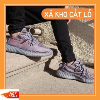 . [ Real] Chuẩn -  (FULLBOX, FREESHIP) giày thể thao yz 350 V2 boost xám chữ đỏ nam nữ  a23 ❕ ↺ ♡ xả !
