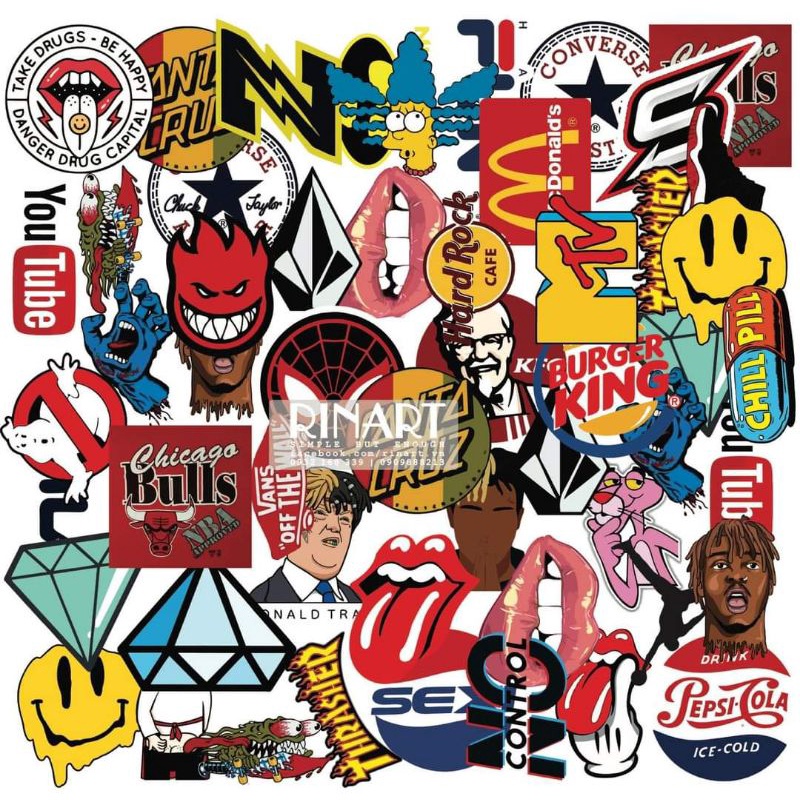 Bộ Sticker Local Colorful Brand dán vali điện thoại laptop