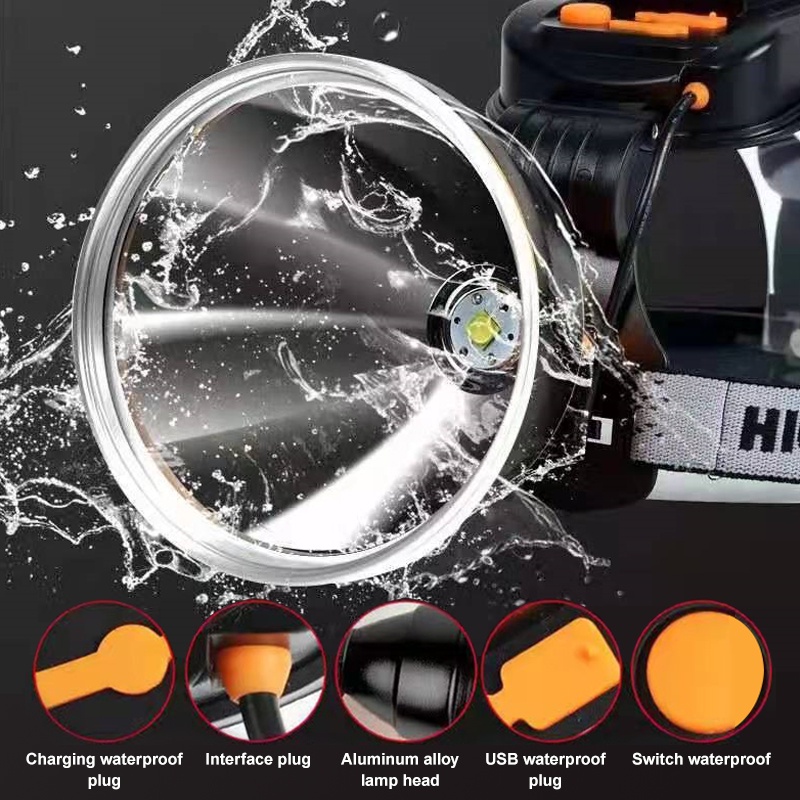 Đèn Pin Đội Đầu Siêu Sáng Chống Thấm Nước Có Thể Sạc Lại Được