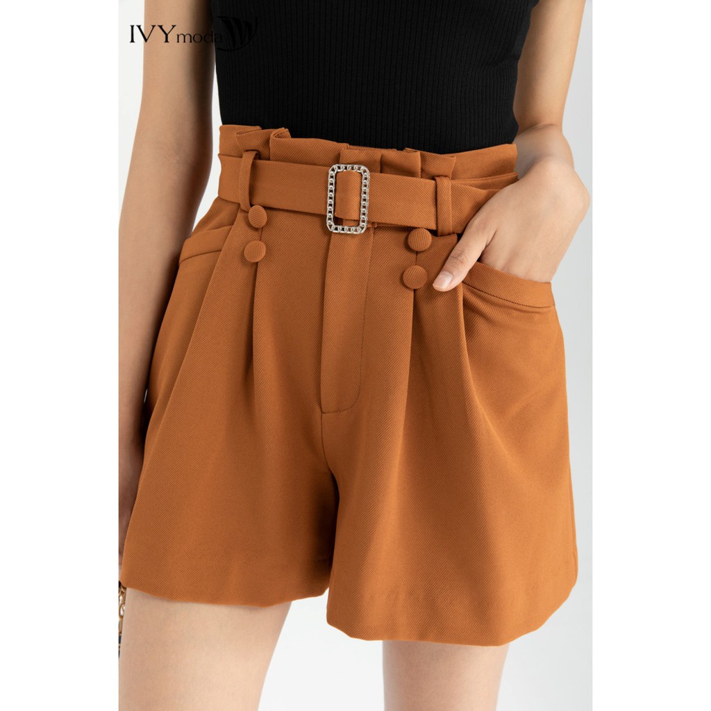 [NHẬP WABRTL5 GIẢM 10% TỐI ĐA 50K ĐH 250K ]Quần sooc nữ kèm đai thiết kế IVY moda MS 20B8305