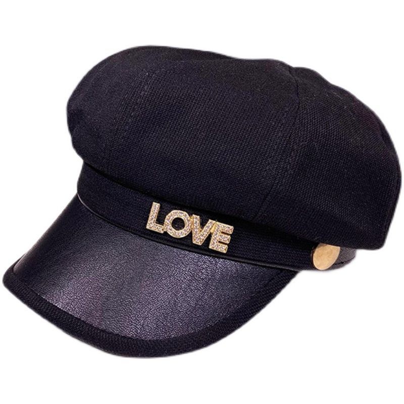 Mũ beret đính đá in chữ thời trang cho nữ