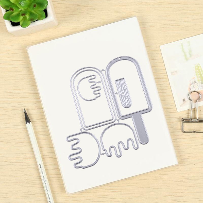 ✿ Khuôn Thẻ Kim Loại Cắt Giấy Trang Trí Sổ Lưu Niệm Hình Kem Que