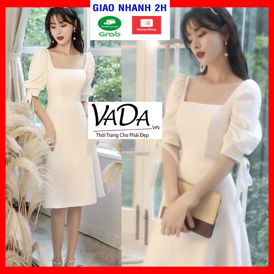 Đầm cổ vuông xòe tay phồng dự tiệc cao cấp xinh yêu - Thời Trang VADA - V11 | BigBuy360 - bigbuy360.vn