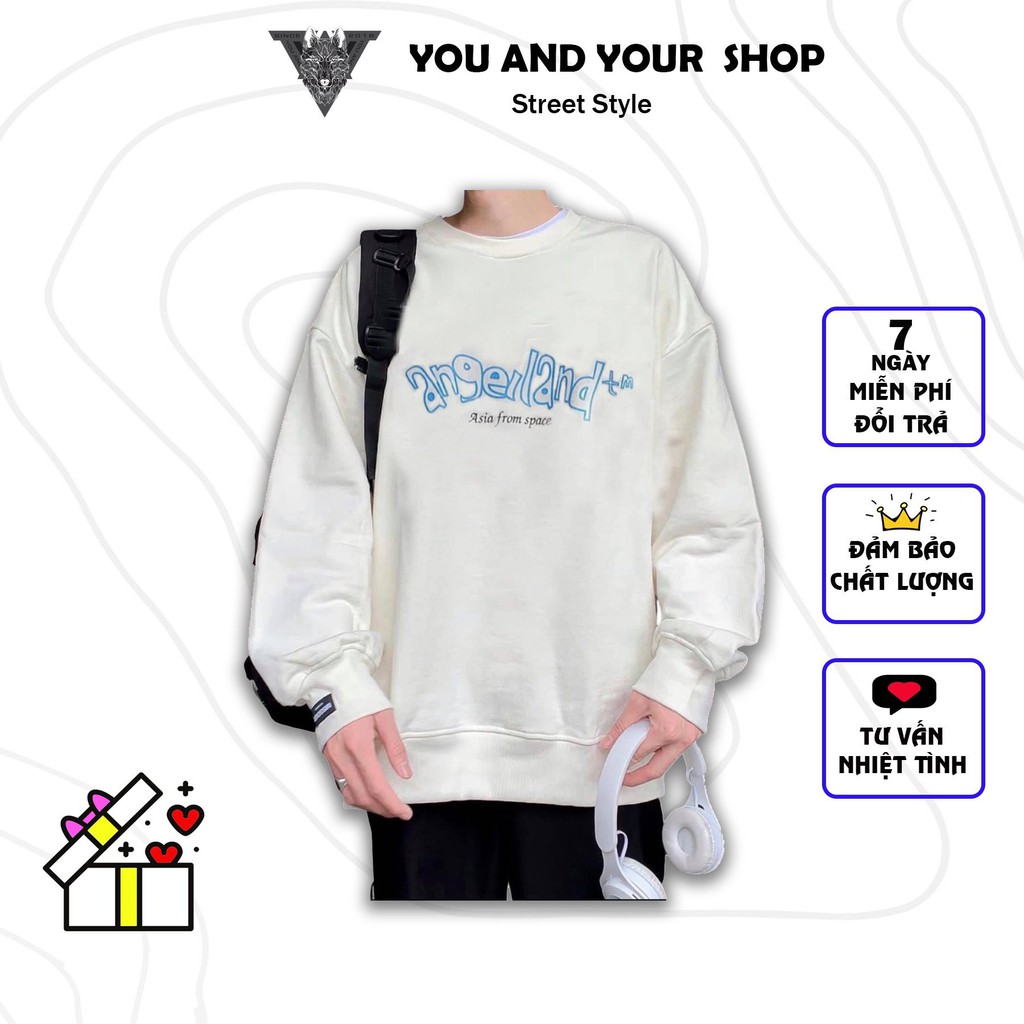 Áo sweater nam nữ YAYSHOP dáng rộng unisex chất nỉ dày dặn in LA BÀN ANGEL LAND