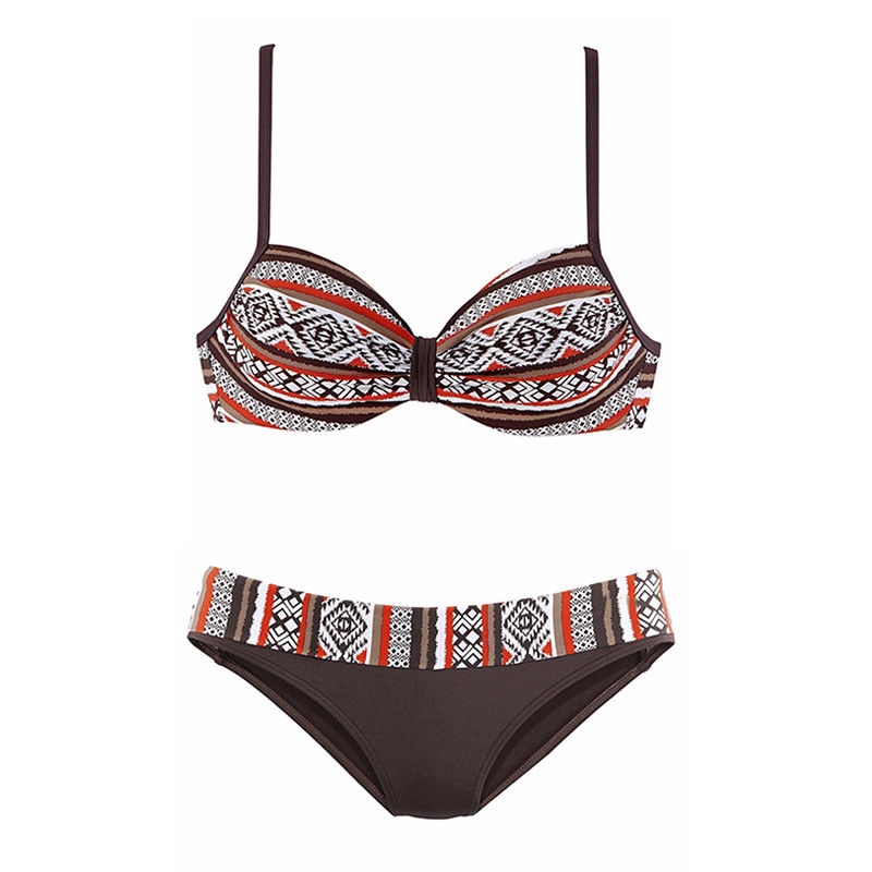 Đồ bơi 2 mảnh 2 dây họa tiết chấm bi/hoa văn có đệm ngực phong cách Boho gợi cảm dành cho bạn nữ