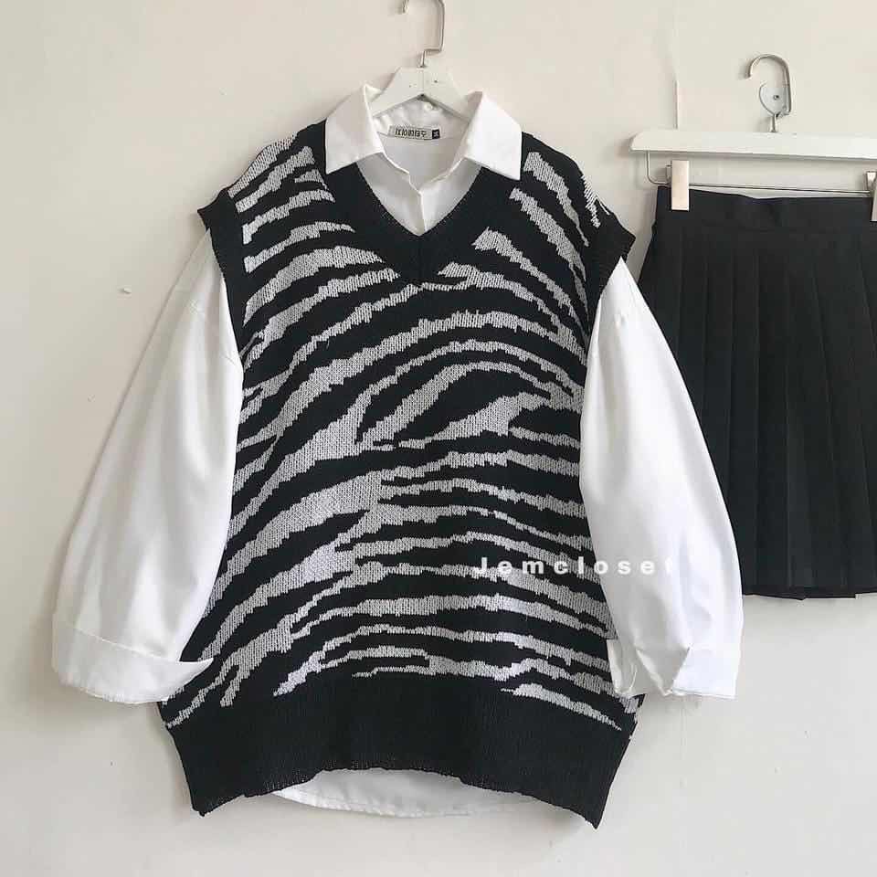 Áo gile len ngựa vằn ulzzang hàng Quảng Châu 2 màu G15L Lyn Closet [FreeShip]