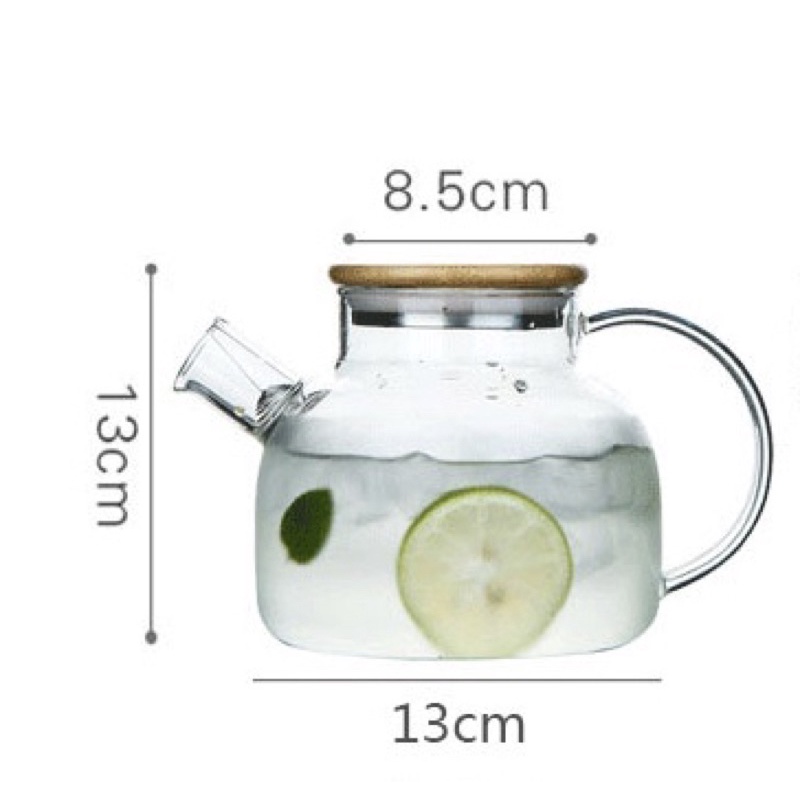 Bình Trà thuỷ tinh chịu nhiệt nắp gỗ 1000ml-1800ml