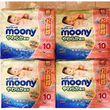 Combo 10 gói khăn ướt Moony nội địa Nhật gói 80 tờ