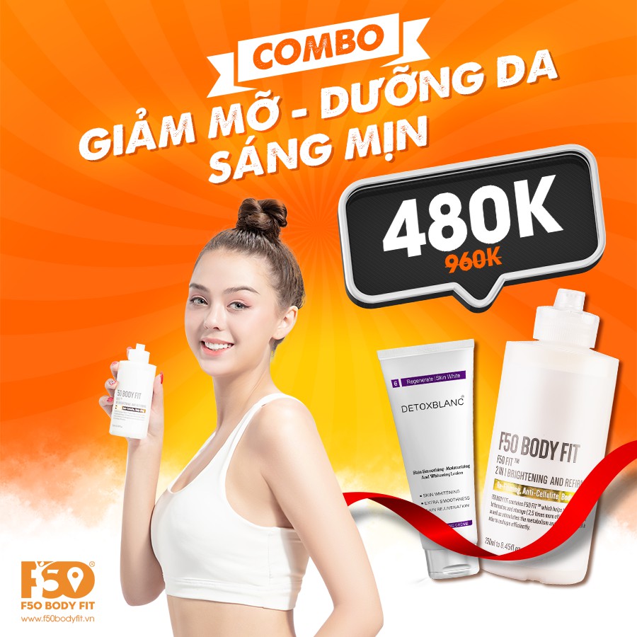 F50 BODY FIT BODY LOTION 2IN1 sáng da giảm mỡ