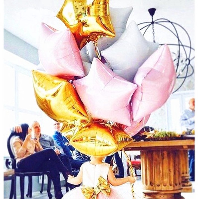 Bộ 5 bong bóng nhôm 18 inch hình ngôi sao hồng dùng trang trí tiệc sinh nhật
