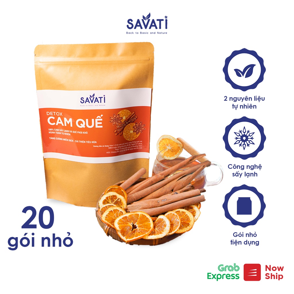 Trà Detox cam quế SAVATI 100% tự nhiên tăng cường đề kháng, hỗ trợ hệ tiêu hóa, bổ sung vitamin