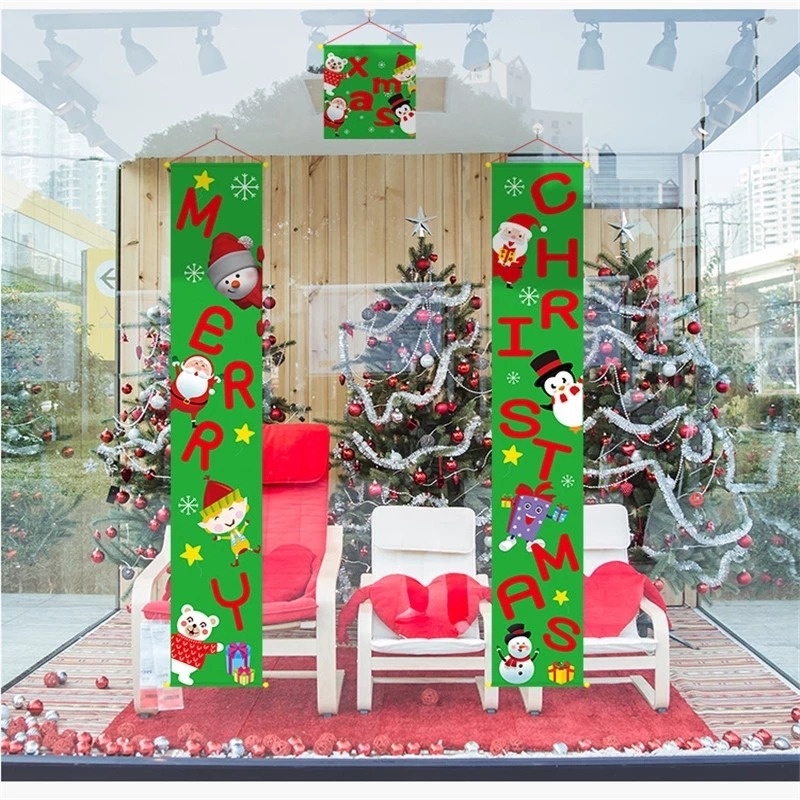 Bộ 3 Dây Treo Trang Trí Giáng Sinh Màu Đỏ Hình Ông Già Noel / Người Tuyết