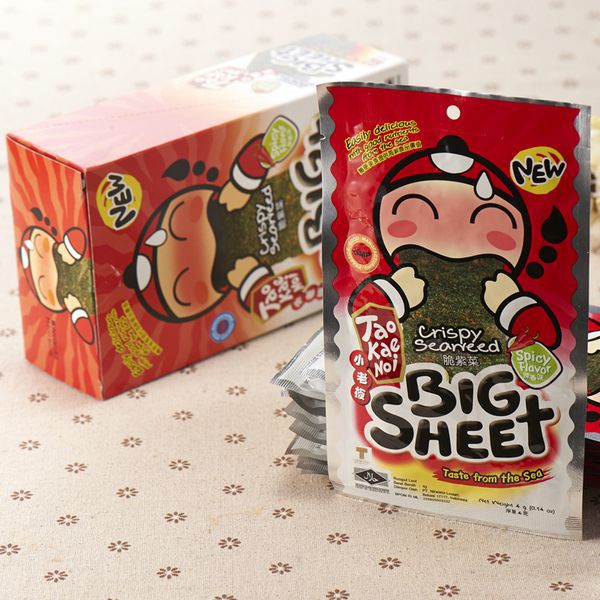 Hộp 12 Gói Snack Rong biển BIG SHEET Vị Cay -Gói 3.2g