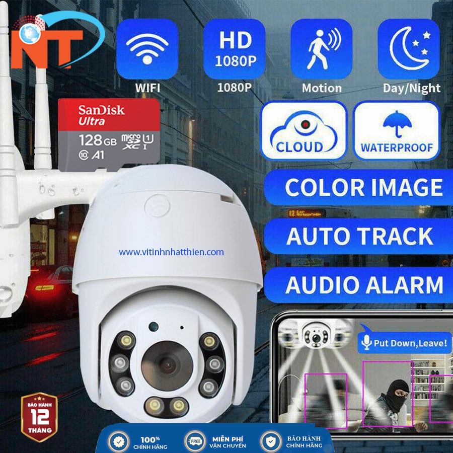 CAMERA IP WIFI NGOÀI TRỜI YOOSEE GW-D08S 8LED FULL HD1080P, BAN ĐÊM CÓ MÀU, ĐÀM THOẠI 2 CHIỀU