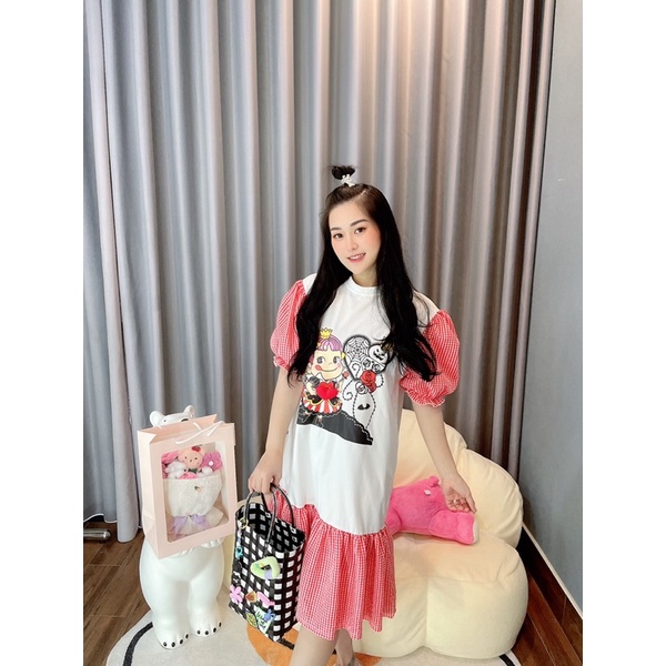 ĐẦM BABYDOLL DÁNG DÀI PHỐI CARO DỄ THƯƠNG - CÓ TRÁI TIM NỔI