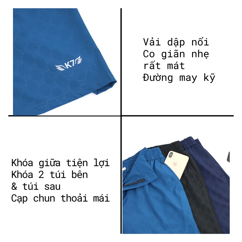 Quần short Nam quần đùi Nam K7 Fashion khóa giữa tiện lợi cho các anh, co giãn nhẹ mát không nhăn
